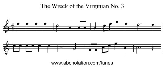 The Wreck of the Virginian No. 3 - staff notation