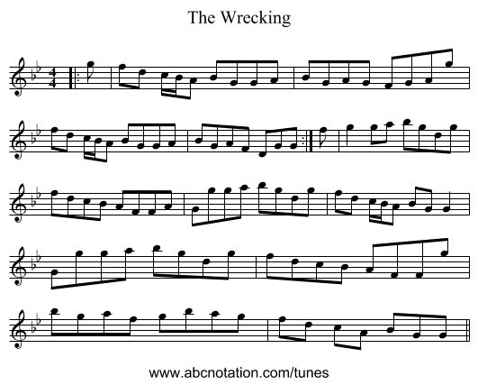 The Wrecking - staff notation
