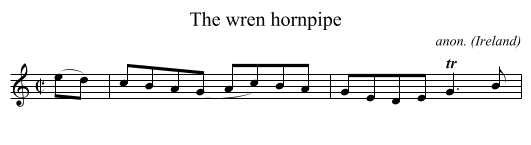 The wren hornpipe - staff notation