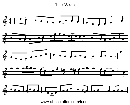 The Wren - staff notation