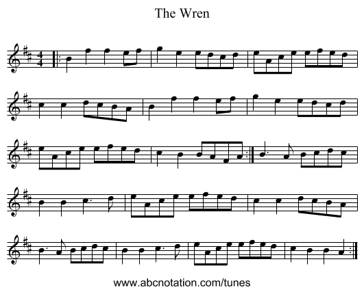 The Wren - staff notation