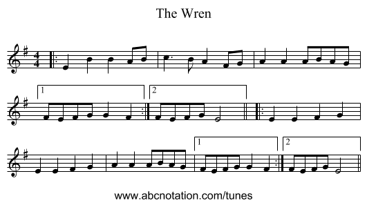 The Wren - staff notation