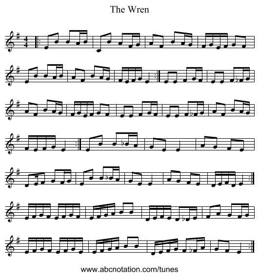 The Wren - staff notation