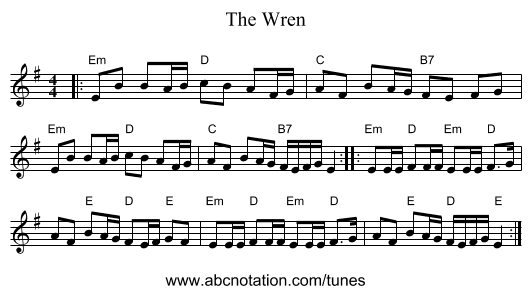 The Wren - staff notation