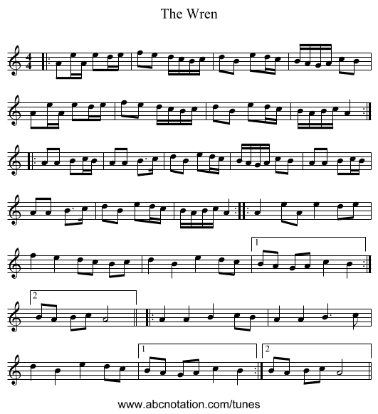 The Wren - staff notation