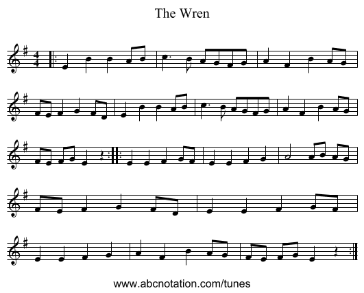 The Wren - staff notation