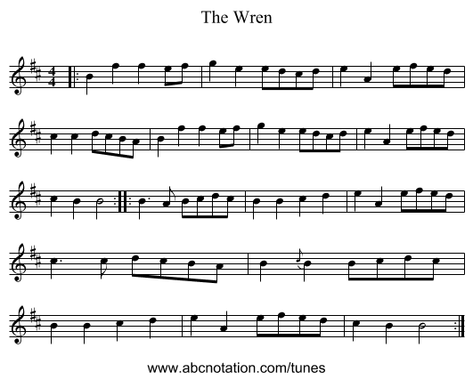 The Wren - staff notation