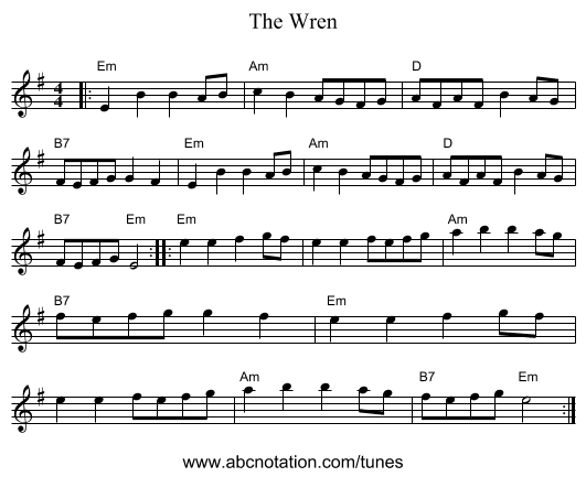 The Wren - staff notation