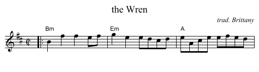 the Wren - staff notation