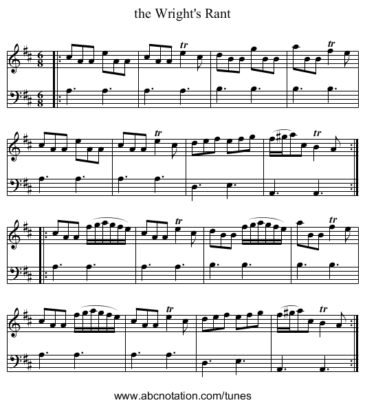 the Wright's Rant - staff notation