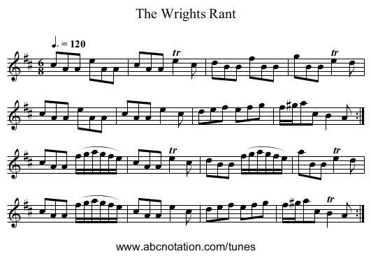 The Wrights Rant - staff notation