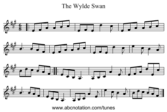 The Wylde Swan - staff notation