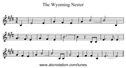 The Wyoming Nester - staff notation