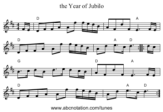 the Year of Jubilo - staff notation