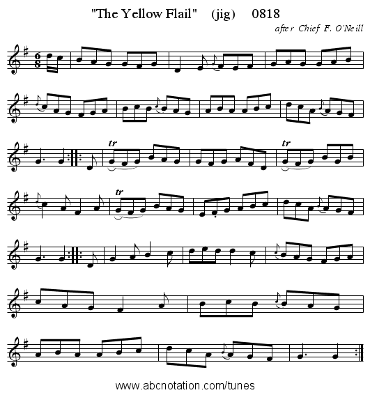 The Yellow Flail    (jig)     0818 - staff notation