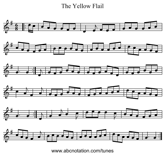 The Yellow Flail - staff notation