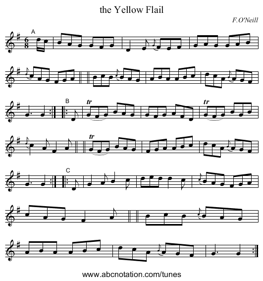 the Yellow Flail - staff notation