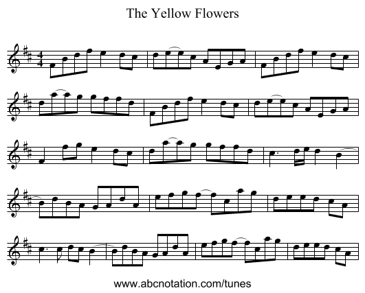 The Yellow Flowers - staff notation