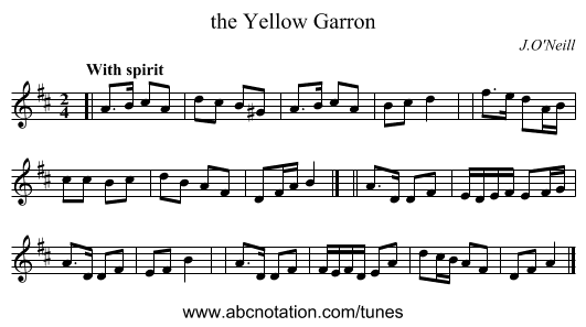 the Yellow Garron - staff notation