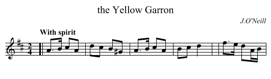 the Yellow Garron - staff notation