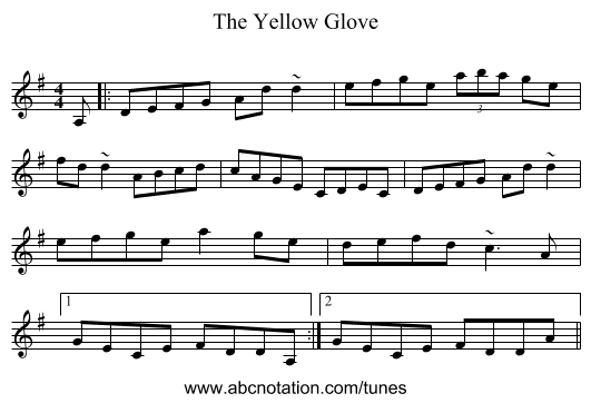 The Yellow Glove - staff notation