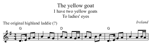The yellow goat - staff notation