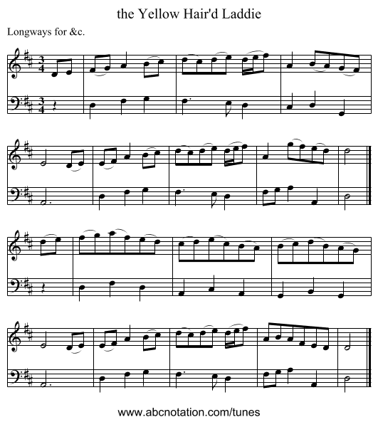 the Yellow Hair'd Laddie - staff notation