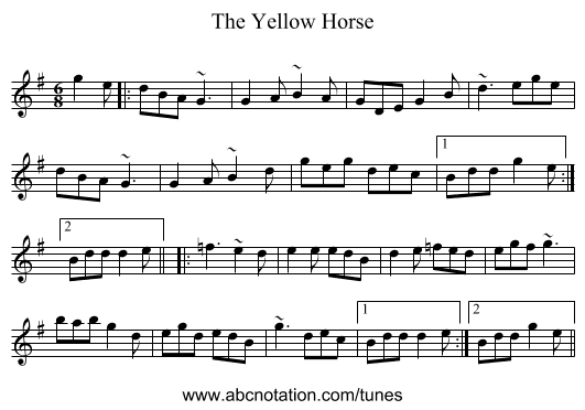 The Yellow Horse - staff notation