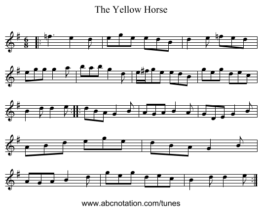 The Yellow Horse - staff notation
