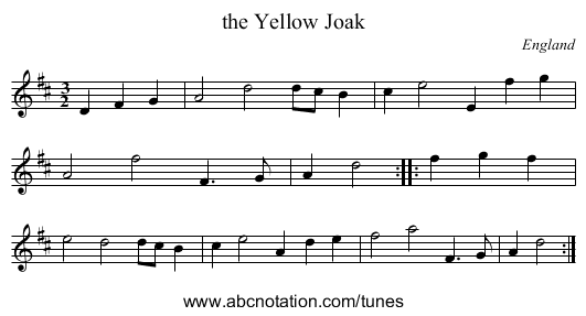 the Yellow Joak - staff notation
