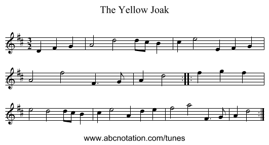 The Yellow Joak - staff notation