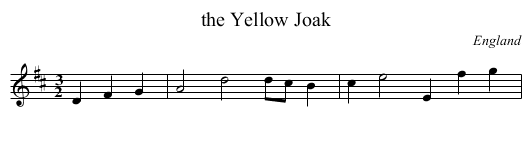 the Yellow Joak - staff notation