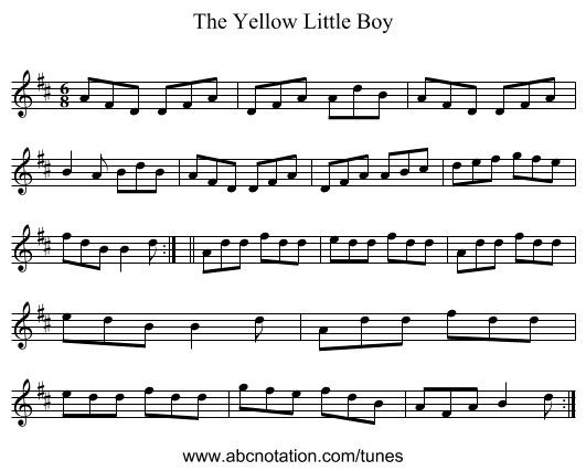 The Yellow Little Boy - staff notation