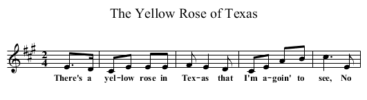 The Yellow Rose of Texas - staff notation