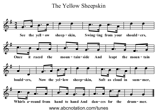 The Yellow Sheepskin - staff notation