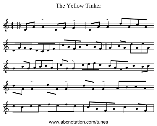 The Yellow Tinker - staff notation