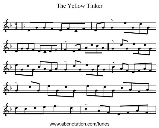 The Yellow Tinker - staff notation
