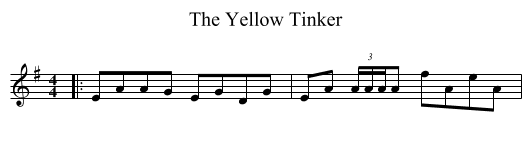 The Yellow Tinker - staff notation