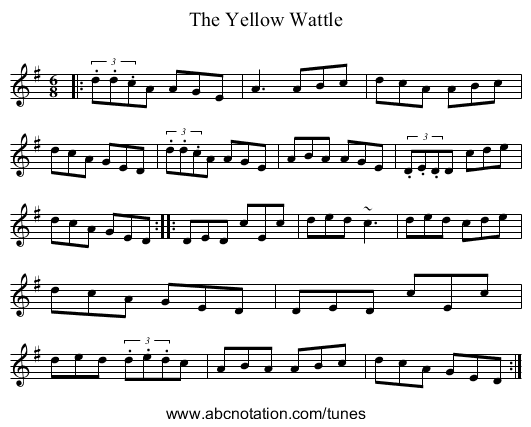 The Yellow Wattle - staff notation