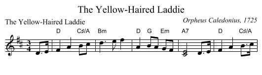 The Yellow-Haired Laddie - staff notation