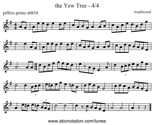 the Yew Tree - 4/4 - staff notation