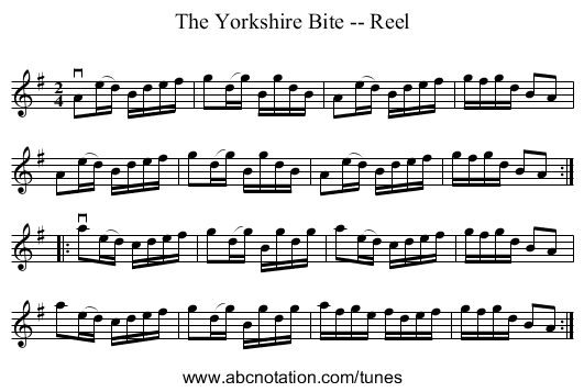 The Yorkshire Bite -- Reel - staff notation