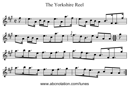 The Yorkshire Reel - staff notation