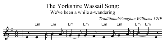 The Yorkshire Wassail Song: - staff notation