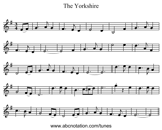 The Yorkshire - staff notation
