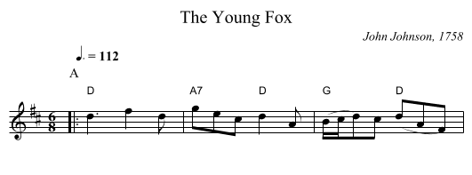 The Young Fox - staff notation