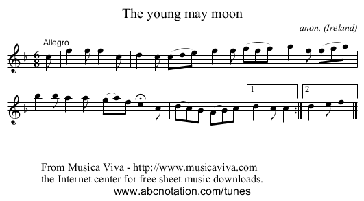 The young may moon - staff notation