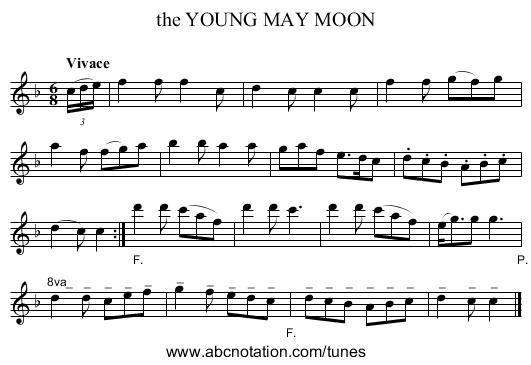the YOUNG MAY MOON - staff notation