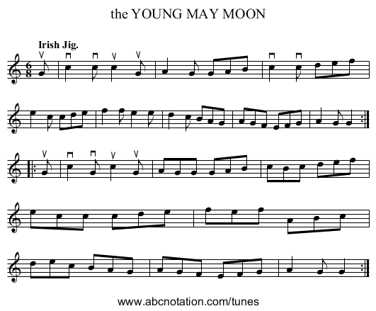 the YOUNG MAY MOON - staff notation