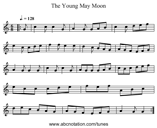The Young May Moon - staff notation